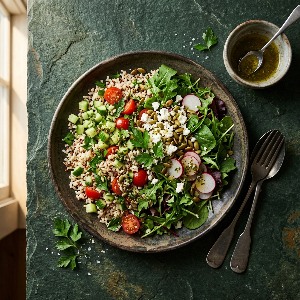 Healthy Quinoa and Grain Salad on a plate